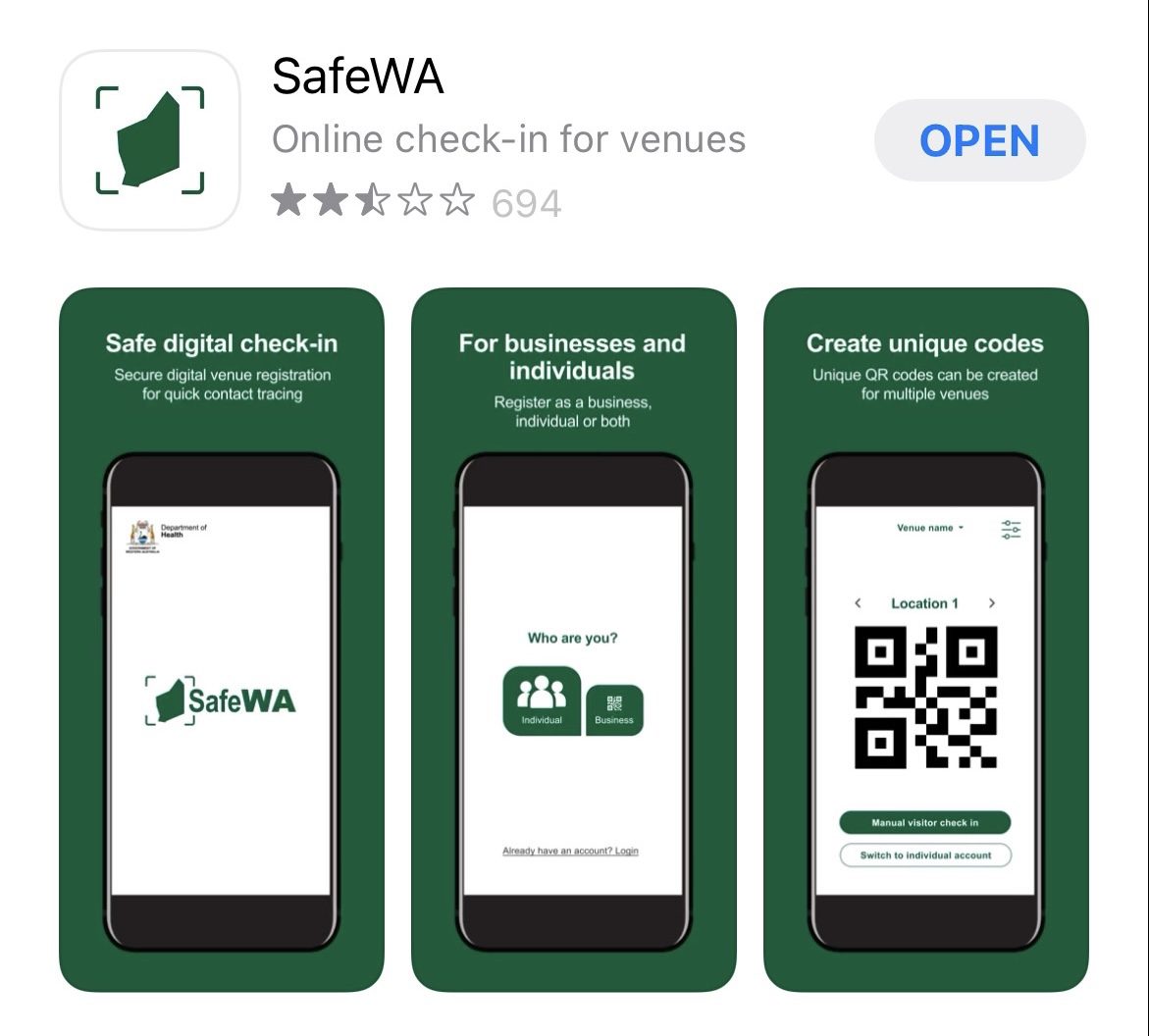 『澳洲打工度假』西澳伯斯外出用餐必備APP#COVID-19用餐必備#SafeWA